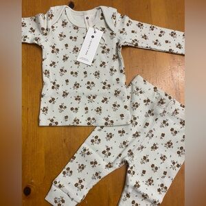 xSOLD Quincy Mae 2pc Ribbed Leggings & Long Sleeve Tee, Organic Cotton, Flowers